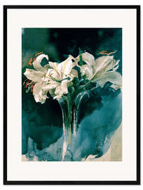 Gerahmter Kunstdruck Weiße Lilien