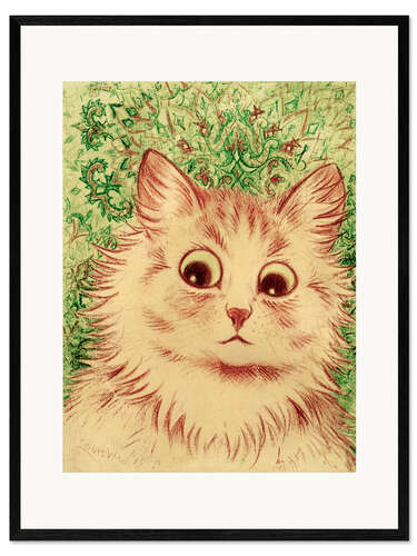 Framed art print Cat head paisley