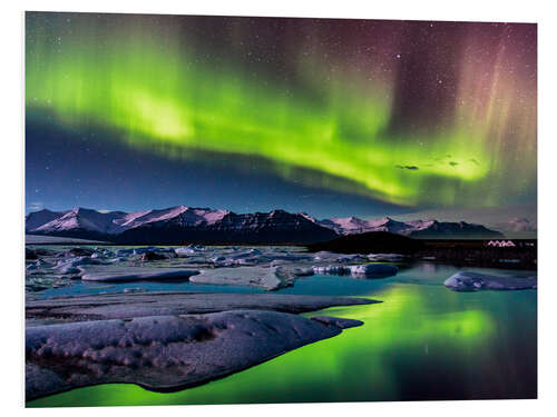 Foam board print Northern Lights in Iceland