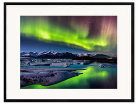 Plakat artystyczny premium w ramie Northern Lights in Iceland