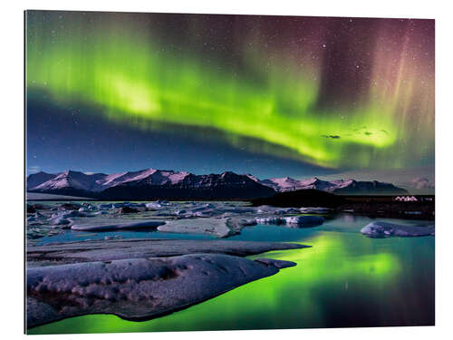 Gallery Print Island: Polarlichter am Jökulsarlon