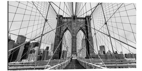 Print på aluminium NYC: Brooklyn Bridge (monochrome)