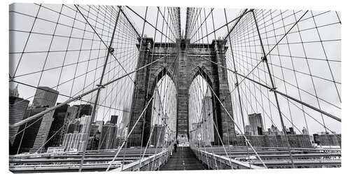 Canvas-taulu NYC: Brooklyn Bridge (monochrome)