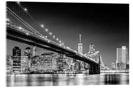 Obraz na szkle akrylowym  Brooklyn Bridge with Manhattan Skyline (monochrome) - Sascha Kilmer