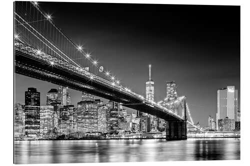 Gallery Print Brooklyn Bridge und New York Skyline (monochrome)