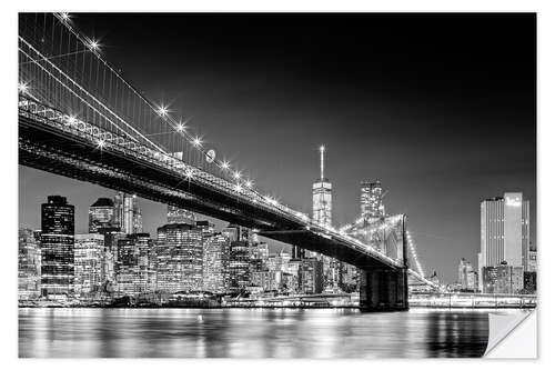 Wall sticker Brooklyn Bridge with Manhattan Skyline (monochrome)