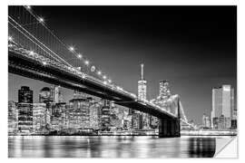 Wandsticker Brooklyn Bridge und New York Skyline (monochrome)