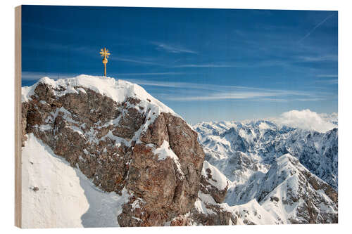 Wood print Snowy peak of the Zugspitze