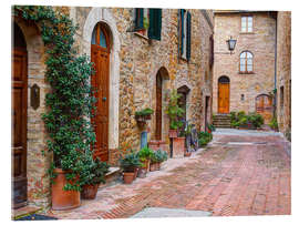 Acrylglasbild Malerische Gasse in Pienza