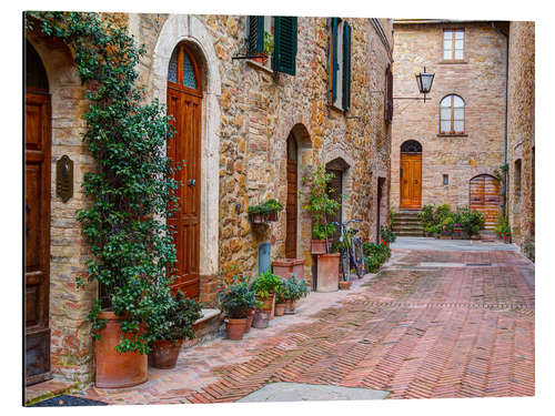 Aluminium print Picturesque alley in Pienza