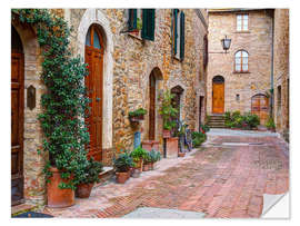 Selvklebende plakat Picturesque alley in Pienza