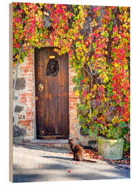 Holzbild Schwarze Katze in Italien