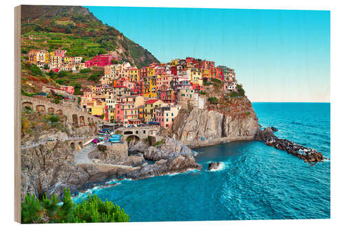 Holzbild Manarola (Riomaggiore, Cinque Terre, Ligurien, Italien)