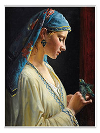 Plakat Young woman with bird