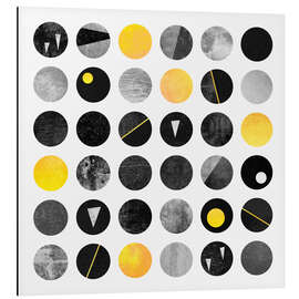 Aluminium print Black and yellow dots