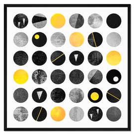 Gerahmter Kunstdruck Black and yellow dots
