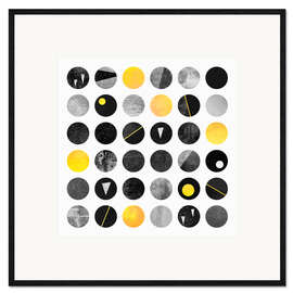 Innrammet kunsttrykk Black and yellow dots