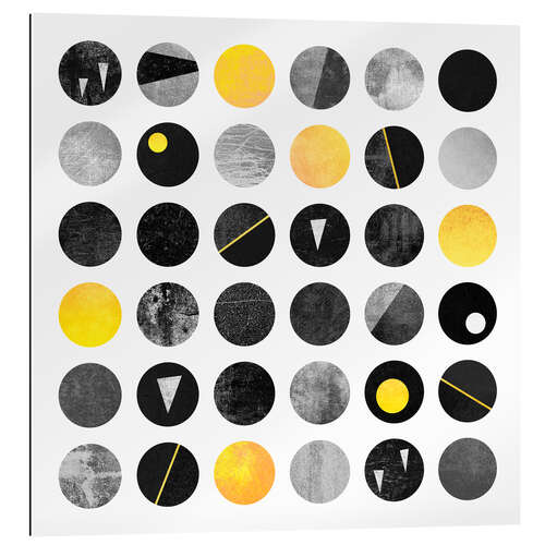 Quadro em plexi-alumínio Black and yellow dots