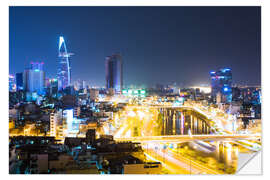 Selvklebende plakat Ho Chi Minh city ( Saigon ) skyline at night, Vietnam