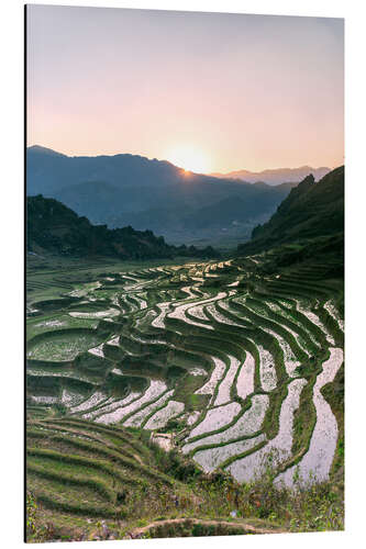 Tableau en aluminium Landscape: sunrise over rice paddies in Sa Pa, Vietnam