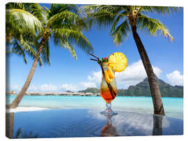 Leinwandbild  Cocktail am Strand auf Bora Bora, Französisch Polynesien - Jan Christopher Becke