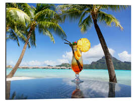 Magnettafel Cocktail am Strand auf Bora Bora, Französisch Polynesien