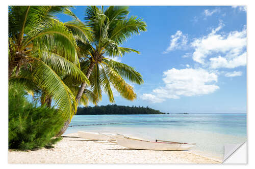 Wall sticker Beach with palm trees and turquoise ocean in Tahiti