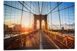 Stampa su vetro acrilico  Ponte di Brooklyn a NY all&#039;alba - Jan Christopher Becke