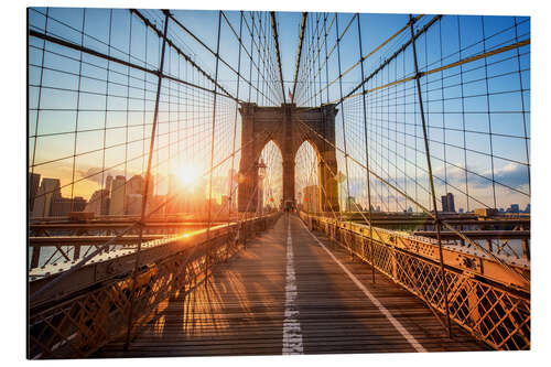 Alubild Brooklyn Bridge in New York bei Sonnenaufgang