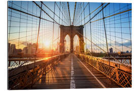 Tableau en plexi-alu Pont de Brooklyn à New York au lever du soleil