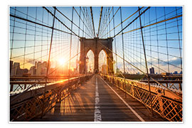 Wandbild  Brooklyn Bridge in New York bei Sonnenaufgang - Jan Christopher Becke