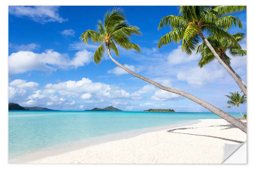 Vinilo para la pared Playa de arena blanca en Tahiti