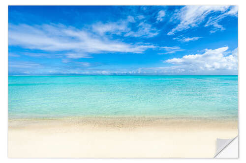 Selvklebende plakat Strand på Tahiti