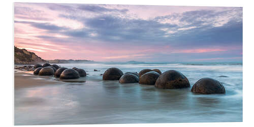 Foam board print Moeraki boulders, New Zealand