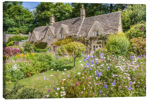 Canvas print Old Cottages in Bibury, Cotswolds, Gloucestershire (England)