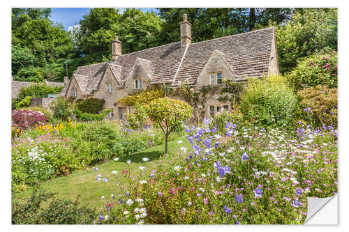 Självhäftande poster Old Cottages in Bibury, Cotswolds, Gloucestershire (England)