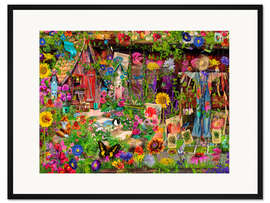 Gerahmter Kunstdruck Die Vogelscheuche im Garten