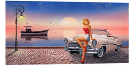 Akrylbilde Pin-up girl: Waiting for the sweetheart - Monika Jüngling