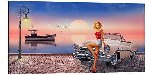 Stampa su alluminio Pin-up girl: Waiting for the sweetheart