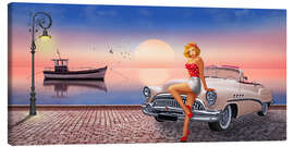 Tableau sur toile Pin-up qui attend l'amour - Monika Jüngling