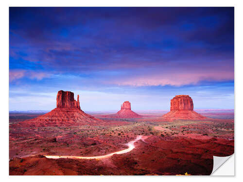 Wall sticker Panorama of Monument Valley at dusk after sunset, Utah, USA