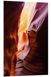 Tableau en PVC Glowing walls of Lower Antelope Slot Canyon at Page, Arizona, USA