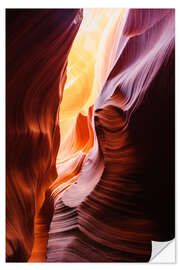 Sticker mural Glowing walls of Lower Antelope Slot Canyon at Page, Arizona, USA