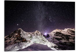 Gallery print Eiger, Monch and Jungfrau mountain peaks at night