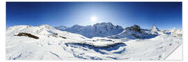 Sisustustarra 360 degree mountain panorama from Riffelberg above Zermatt with Monte Rosa and Matterhorn in Winter