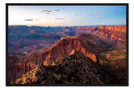 Gerahmter Kunstdruck Panorama vom South Rim über den Grand Canyon bei Sonnenuntergang, USA.