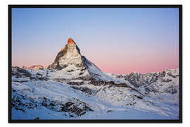 Gerahmter Kunstdruck Matterhorn bei Sonnenaufgang. Blick vom Gornergrat, Zermatt, Schweiz