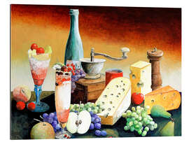 Galleritryk Stil life with coffee grinder, fruits and cheese