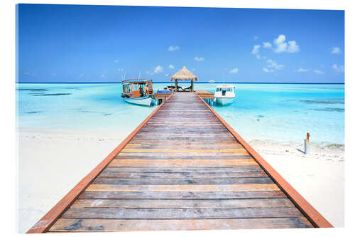 Acrylic print Pier into the blue sea, Maldives I