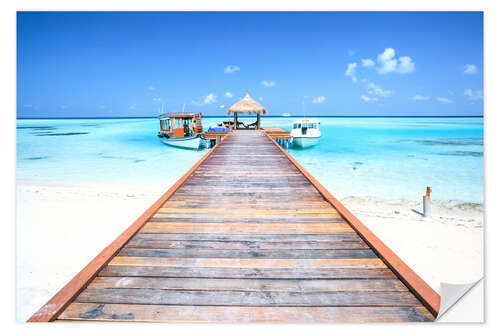 Naklejka na ścianę Pier into the blue sea, Maldives I